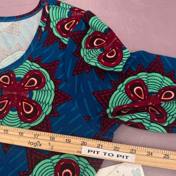 LuLaRoe Nicole Floral Multicolor Dress Short Sleeve Plus Size Artsy Size 3XL - Picture 3 of 7